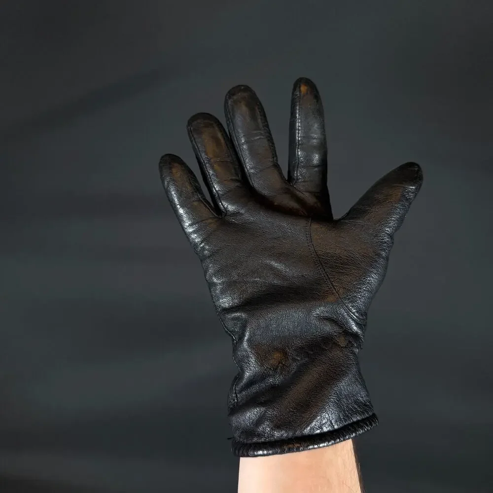 Wilsons Suede & Leather Black Gloves Size M Genuine Leather vintage
